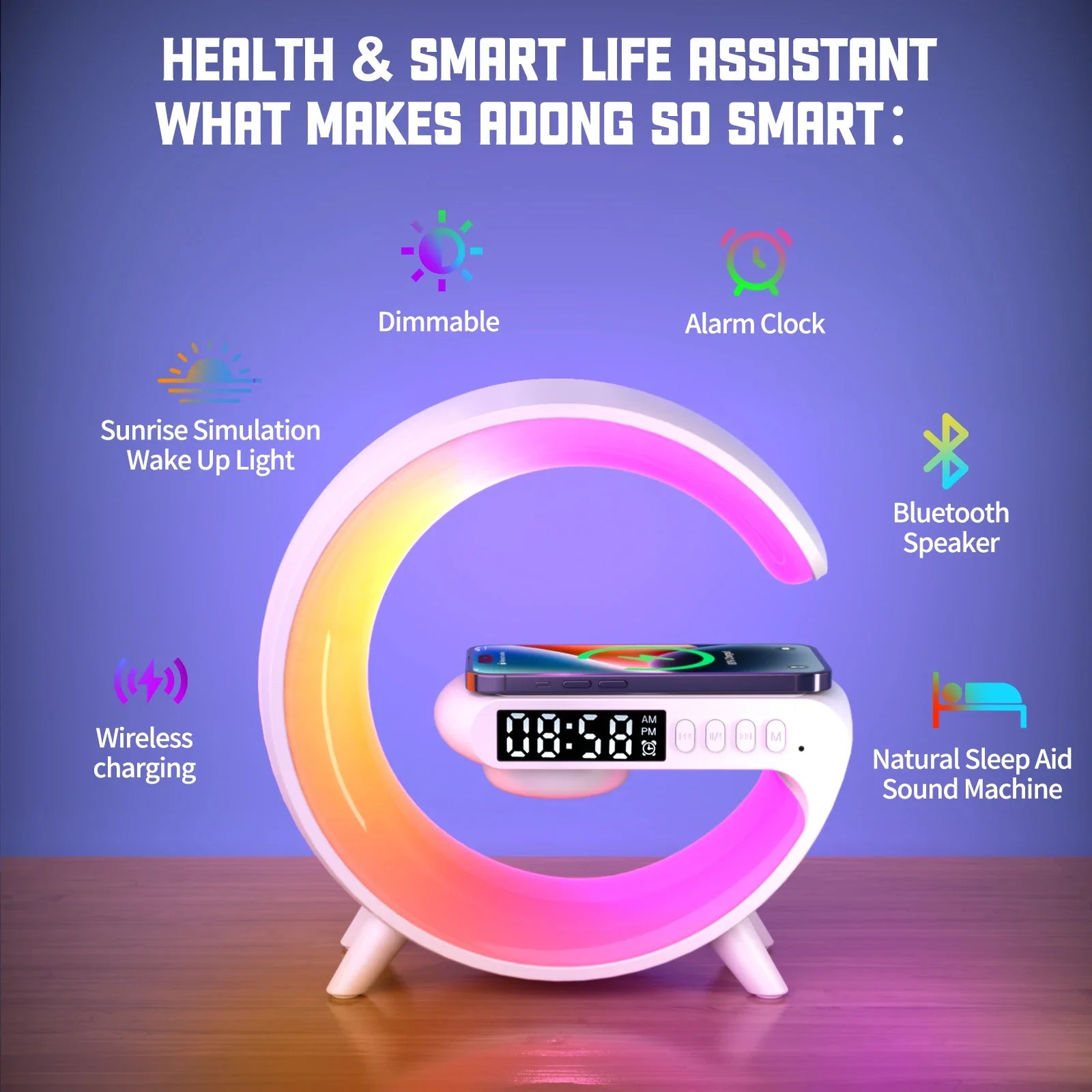 G-shaped Wireless Charger Alarm Clock